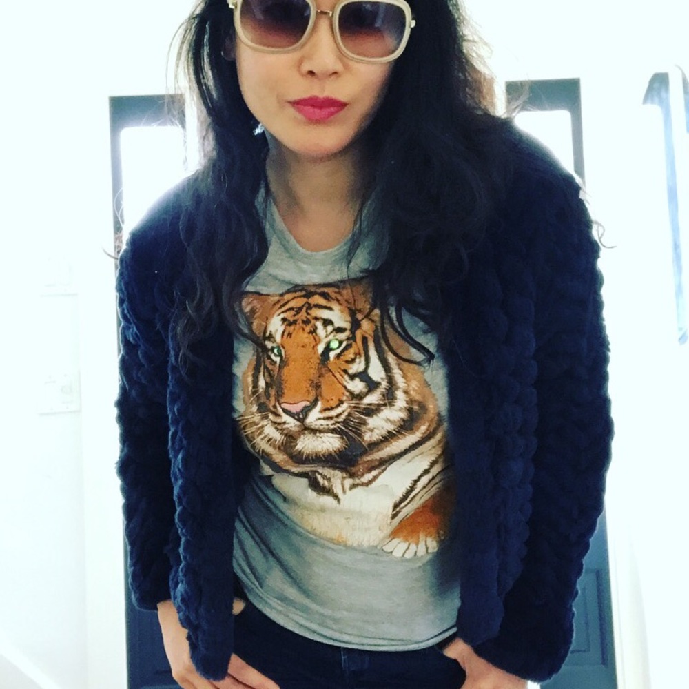 Alice & Olivia Marlene genuine fur jacket